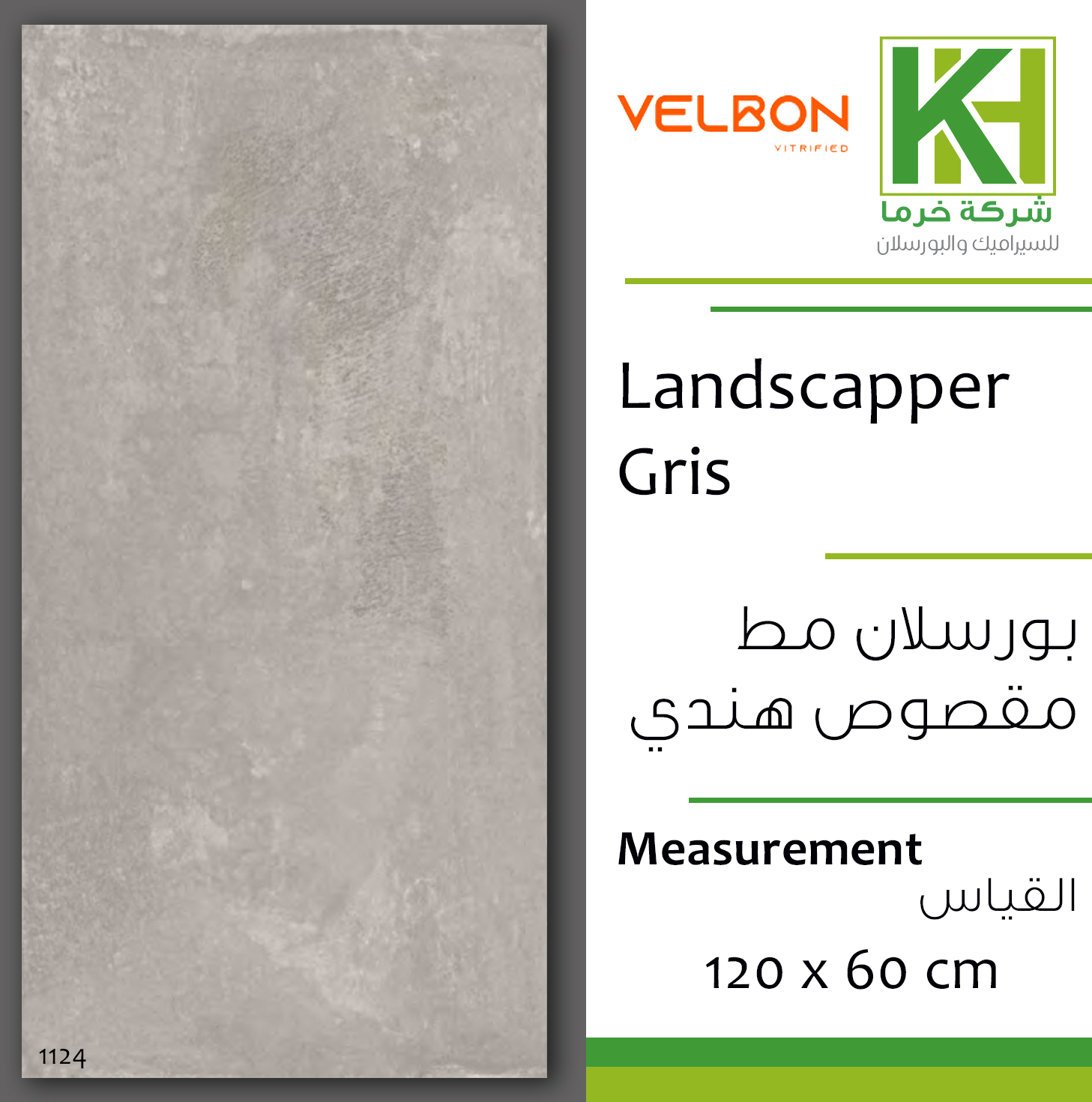 Picture of Indian Matt porcelain tile 60x120 cm Landscapper Gris 